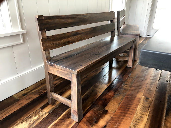 sitting dark brown bench